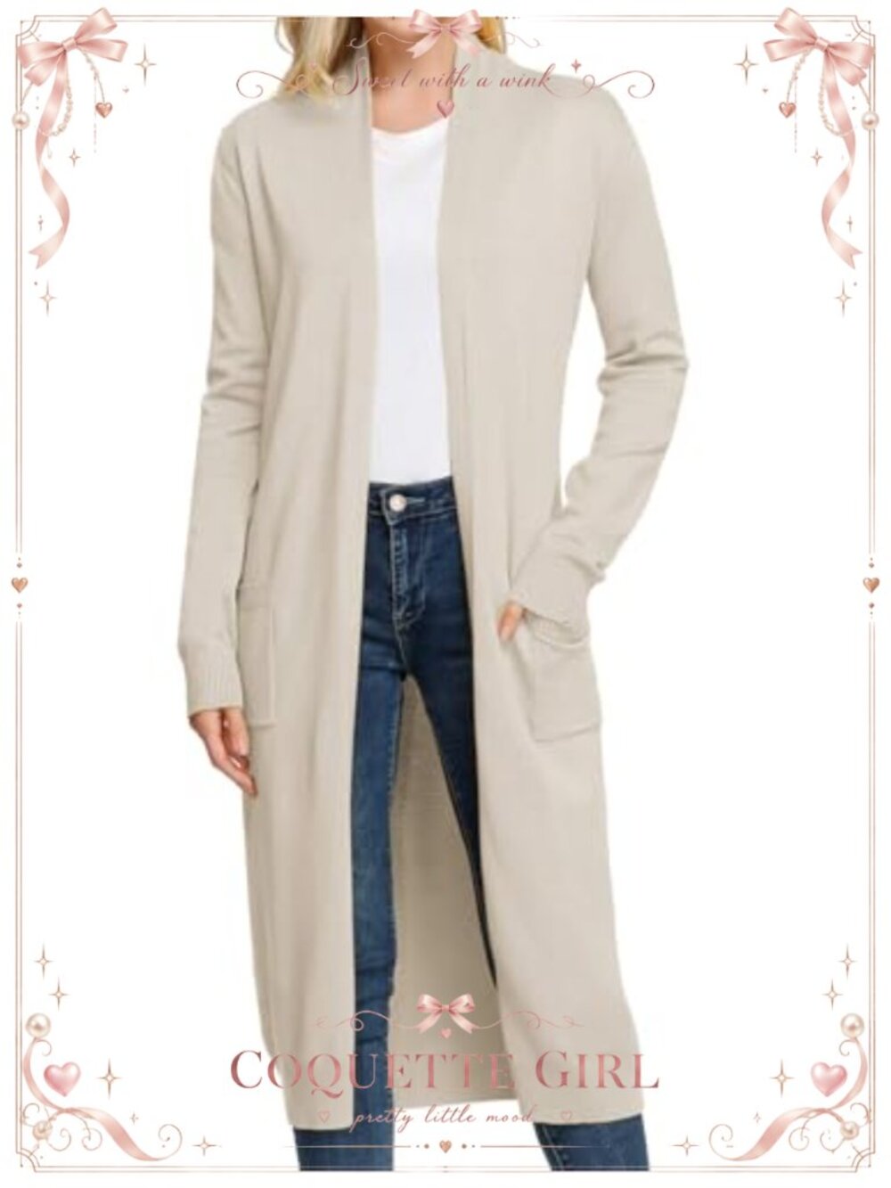 Open Front Maxi Long Knitted Cardigan Sweater Lightweight Breathable